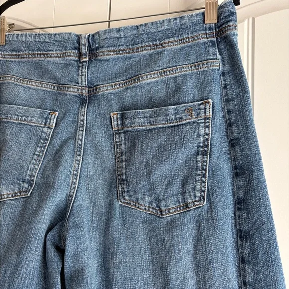 PILCRO Blue Wide Leg Raw Hem Denim Jeans Pants Women's Size 31 Medium Wash - Picture 6 of 12